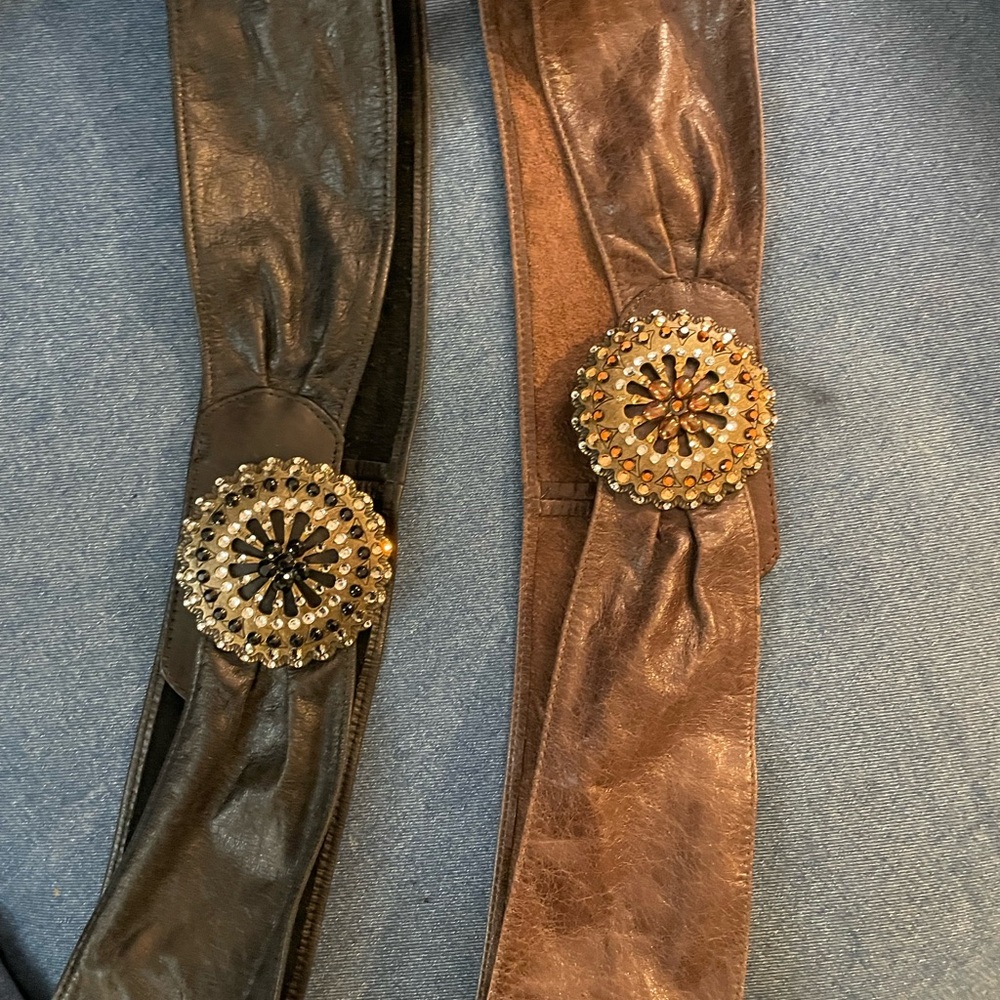 Boston Proper Black and Brown Belts with Decorative Buckles